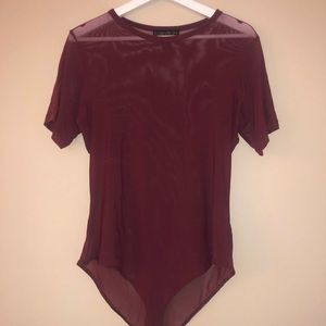 Sheer Maroon Bodysuit